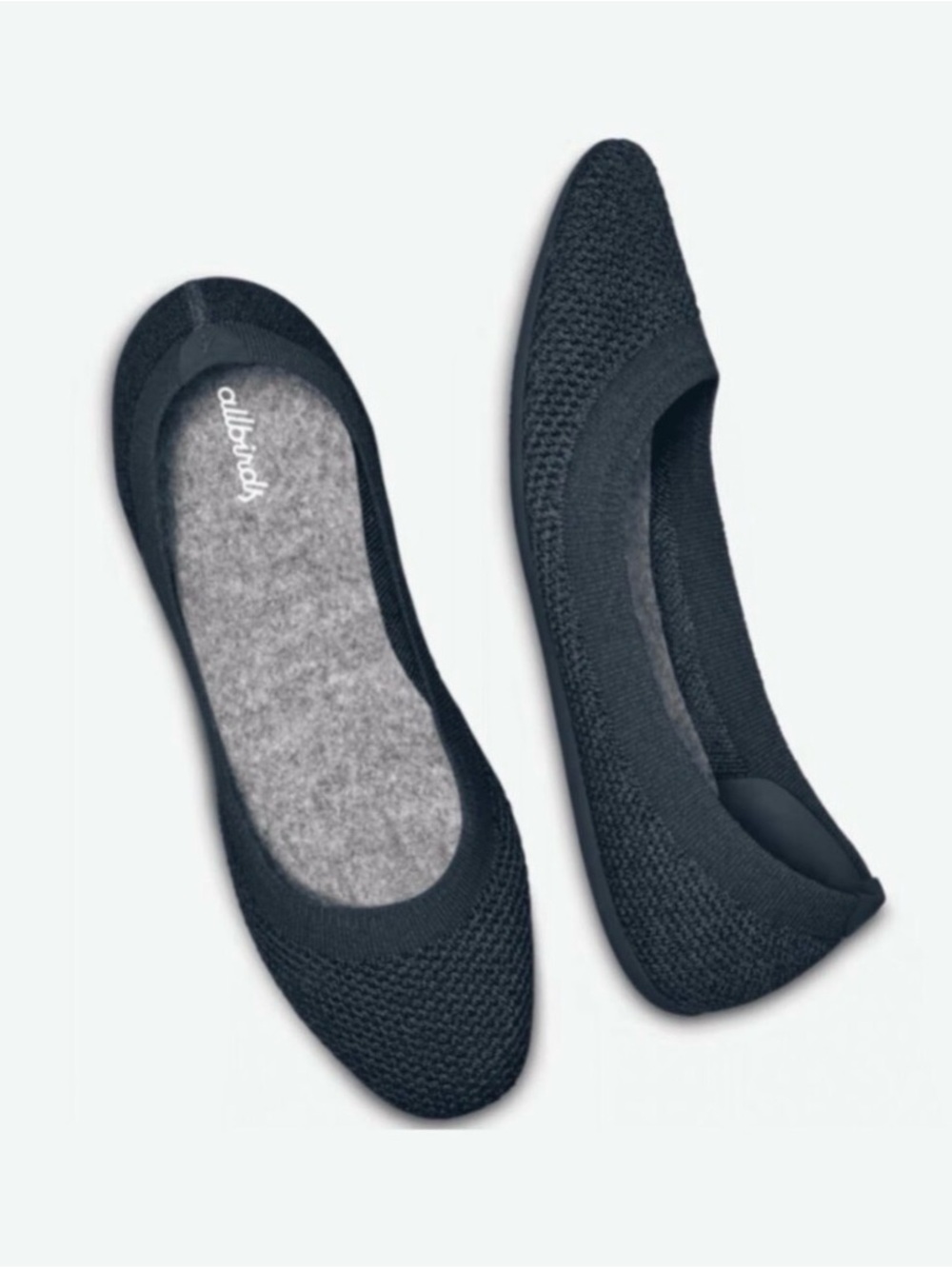 Allbirds Tree Breezers Black Knit Ballet Flats Shoes Womens size 10.5